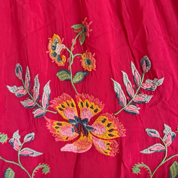 Johnny Was Teyros Dress Jazzy Embroidered Red Size Small NWT Mini - Picture 6 of 13